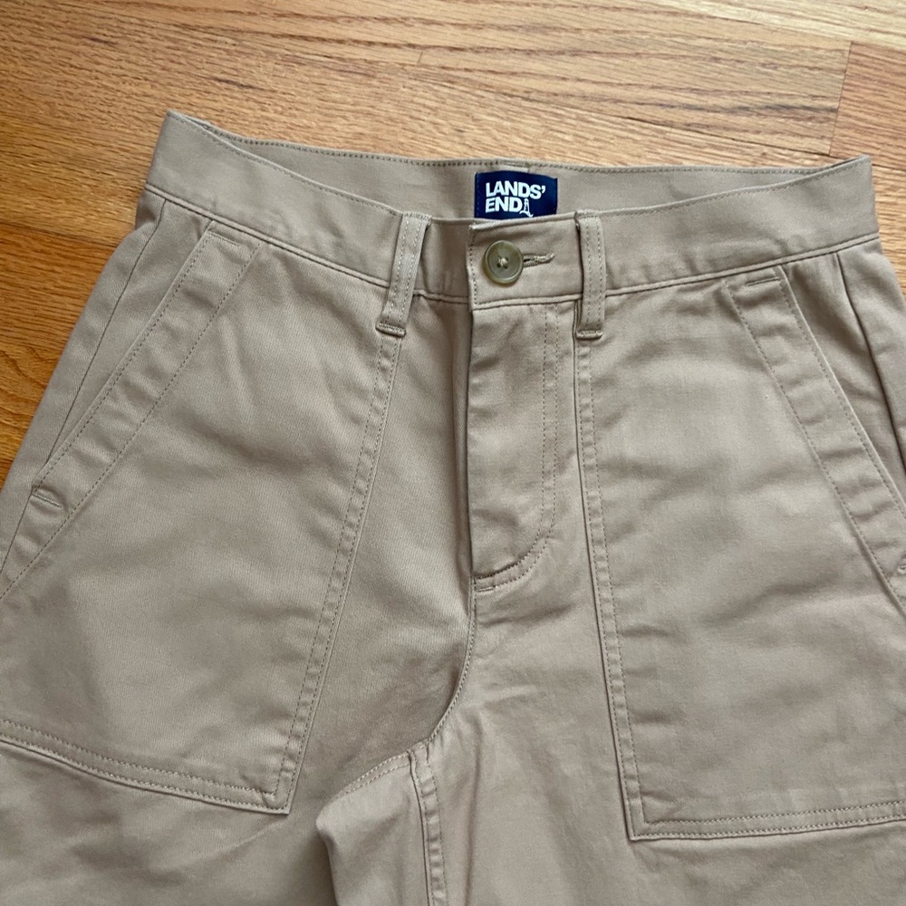 LAND'S END Women's Chino High Rise Barrel Leg Ankle Pants - Picture 8 of 15